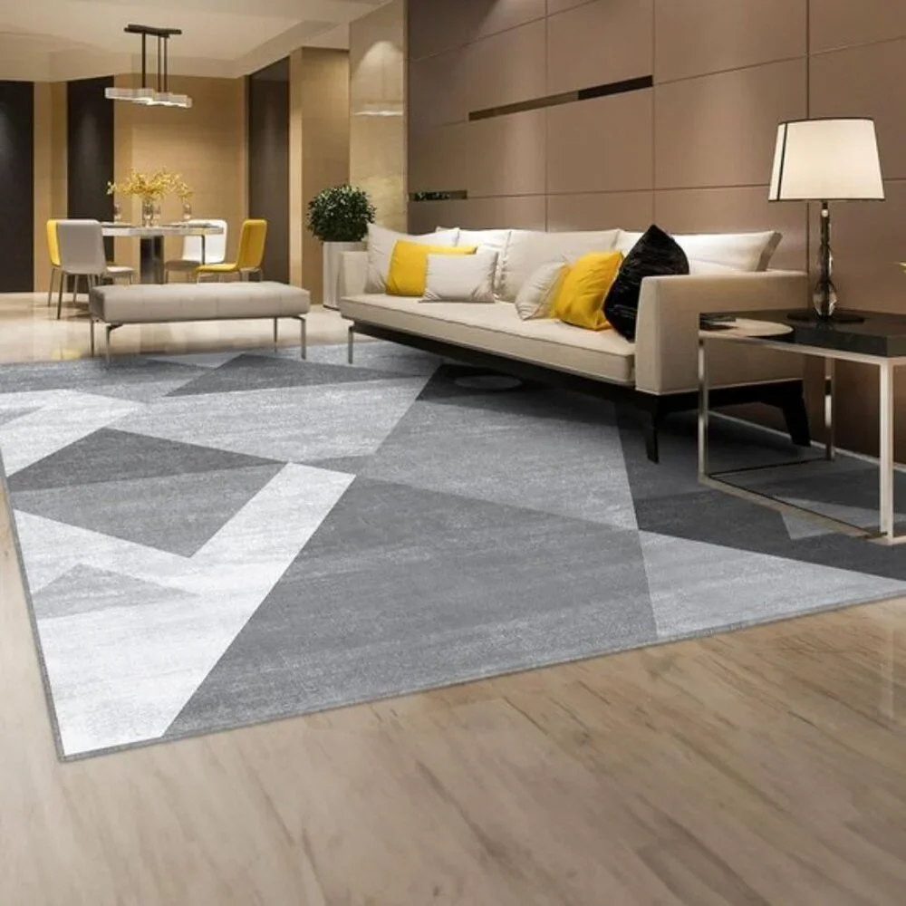 New 5x7 Washable Modern Rug, Grey Geometric Non-Slip Carpet for Living Room